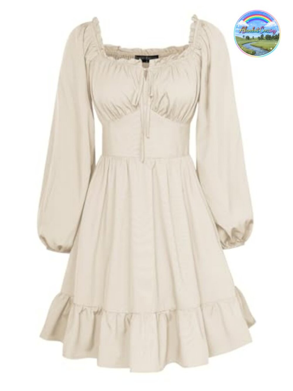 Renaissance Off Shoulder Corset Mini Dress Smocked Back Long Sleeve